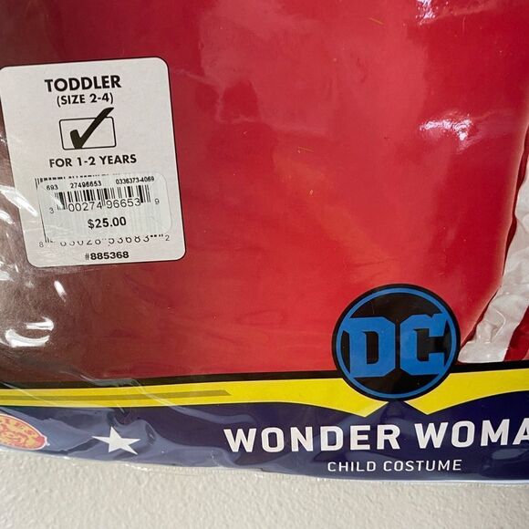 DC Super Woman Halloween Costume Toddler 2-4 for Ages 1 - 2 YEARS - Picture 3 of 4
